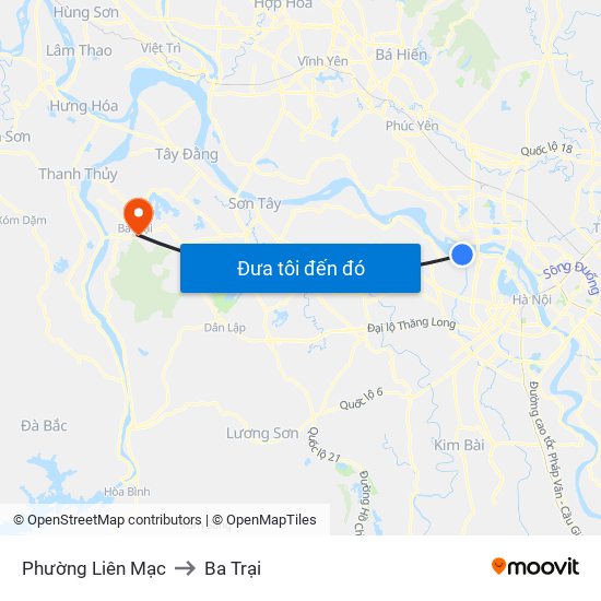 Phường Liên Mạc to Ba Trại map