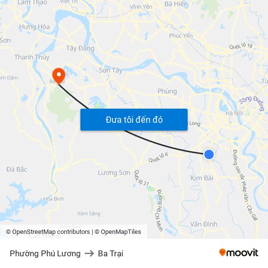 Phường Phú Lương to Ba Trại map