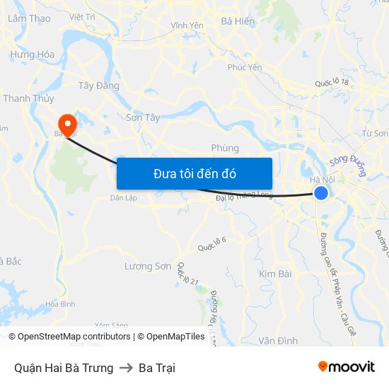 Quận Hai Bà Trưng to Ba Trại map