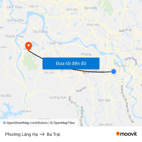 Phường Láng Hạ to Ba Trại map