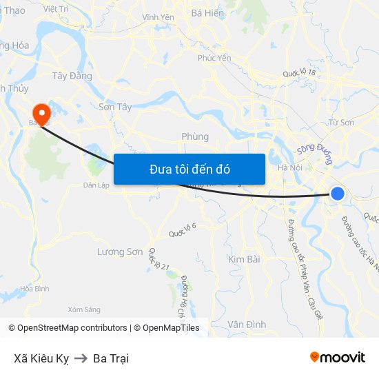 Xã Kiêu Kỵ to Ba Trại map