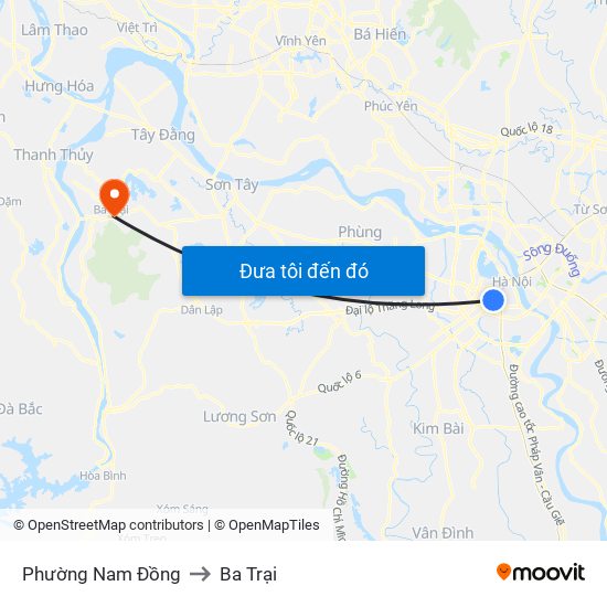 Phường Nam Đồng to Ba Trại map