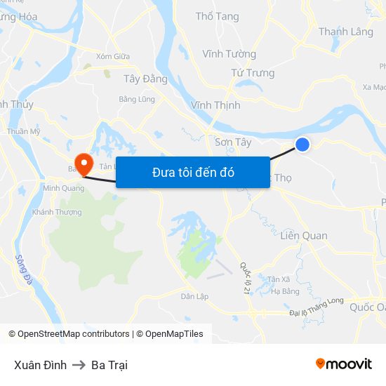 Xuân Đình to Ba Trại map