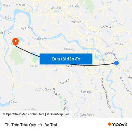 Thị Trấn Trâu Quỳ to Ba Trại map