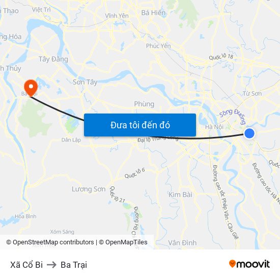 Xã Cổ Bi to Ba Trại map