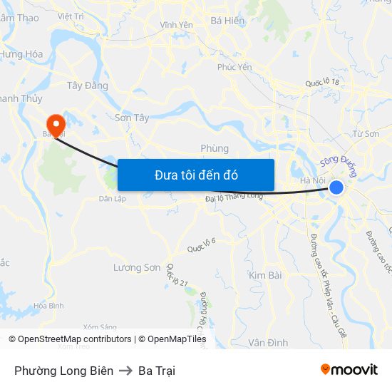 Phường Long Biên to Ba Trại map