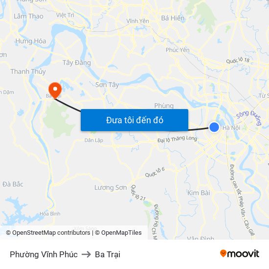 Phường Vĩnh Phúc to Ba Trại map