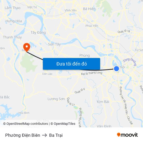 Phường Điện Biên to Ba Trại map