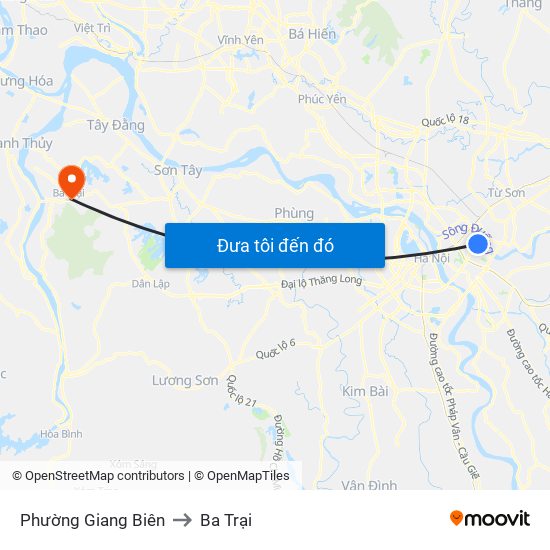Phường Giang Biên to Ba Trại map