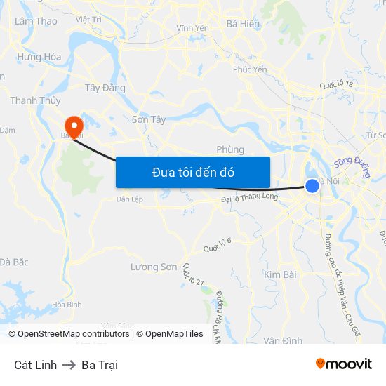 Cát Linh to Ba Trại map