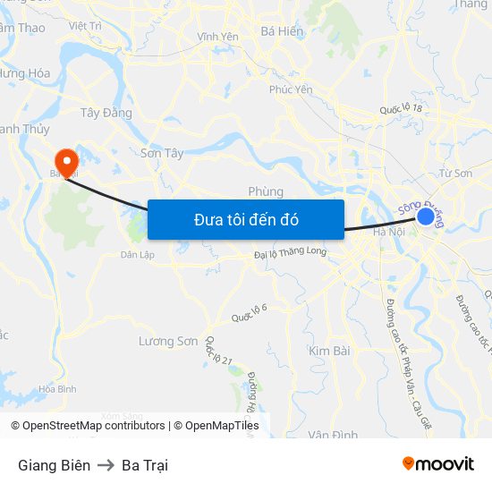 Giang Biên to Ba Trại map