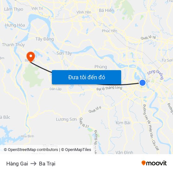 Hàng Gai to Ba Trại map