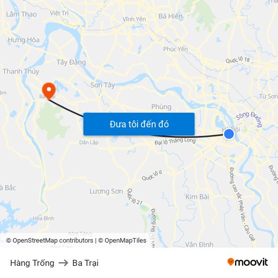 Hàng Trống to Ba Trại map