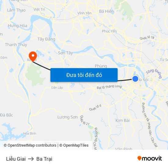 Liễu Giai to Ba Trại map