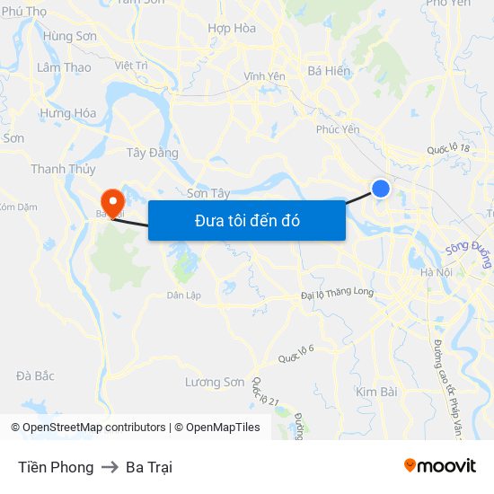 Tiền Phong to Ba Trại map