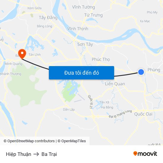 Hiệp Thuận to Ba Trại map