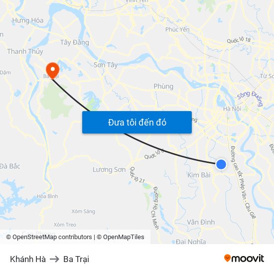 Khánh Hà to Ba Trại map