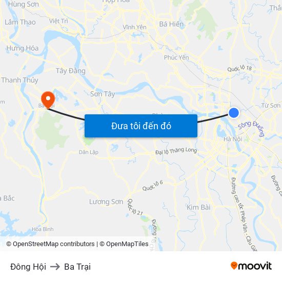 Đông Hội to Ba Trại map