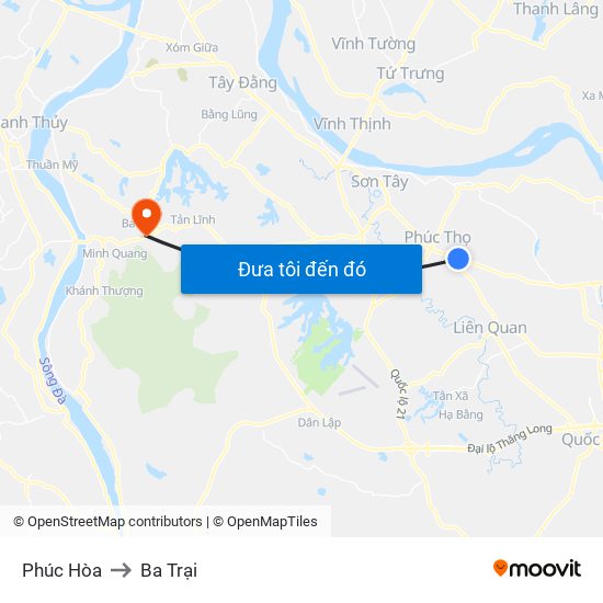 Phúc Hòa to Ba Trại map