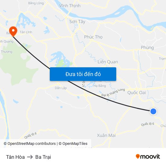 Tân Hòa to Ba Trại map