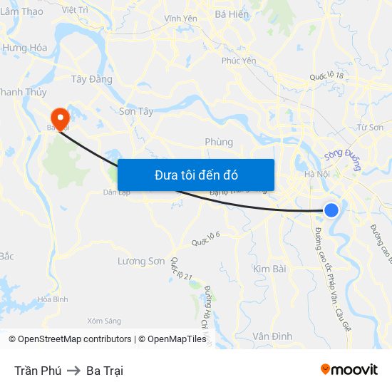 Trần Phú to Ba Trại map