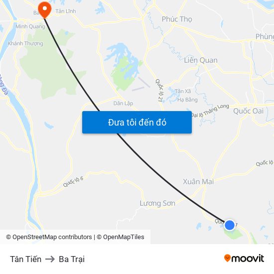 Tân Tiến to Ba Trại map