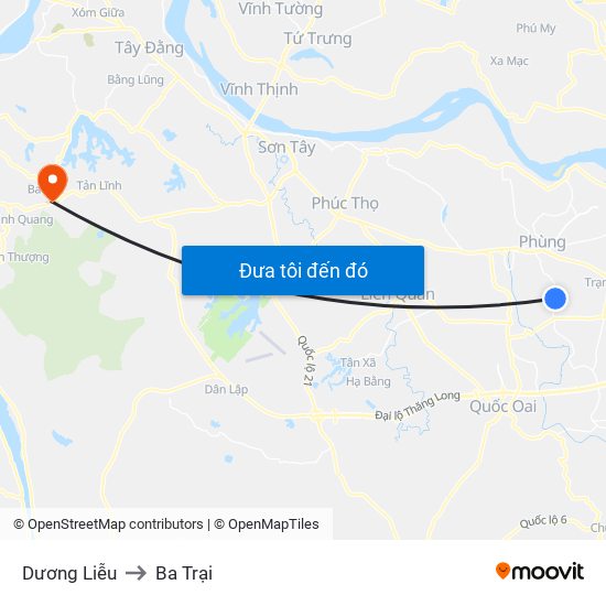 Dương Liễu to Ba Trại map
