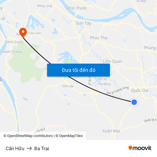 Cấn Hữu to Ba Trại map