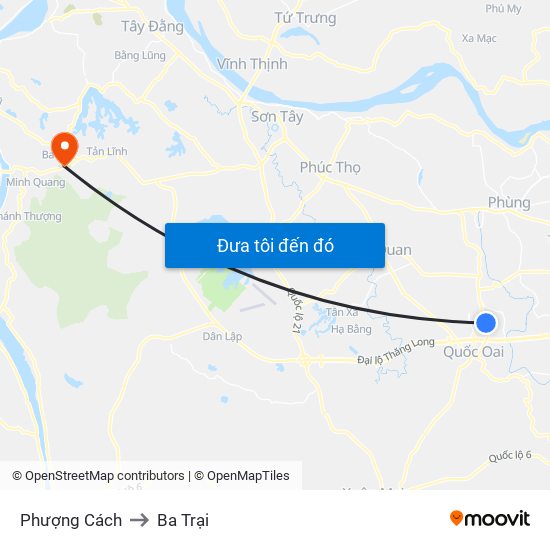 Phượng Cách to Ba Trại map