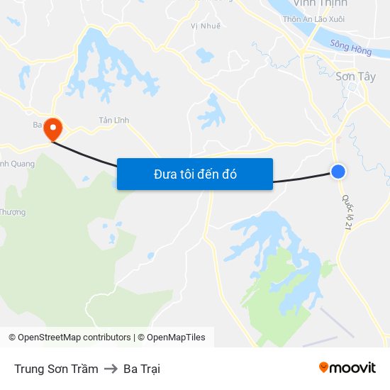 Trung Sơn Trầm to Ba Trại map