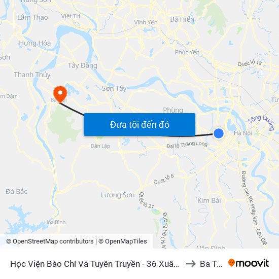 Học Viện Báo Chí Và Tuyên Truyền - 36 Xuân Thủy to Ba Trại map