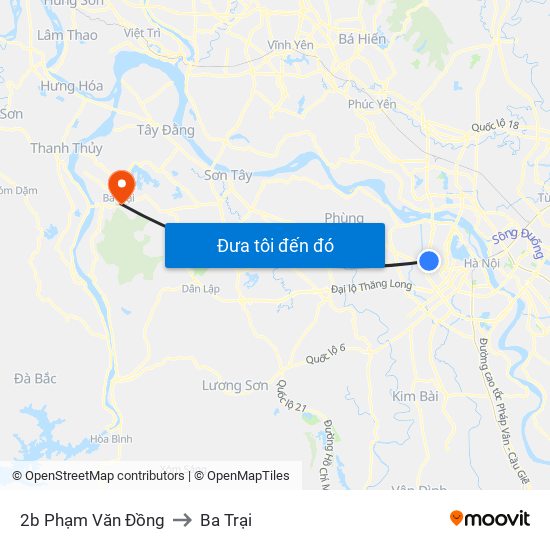 2b Phạm Văn Đồng to Ba Trại map