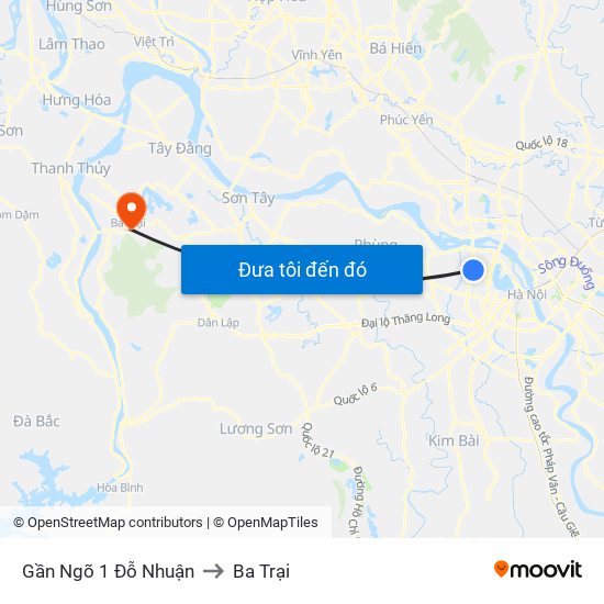 Gần Ngõ 1 Đỗ Nhuận to Ba Trại map