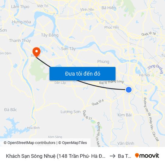 Khách Sạn Sông Nhuệ (148 Trần Phú- Hà Đông) to Ba Trại map