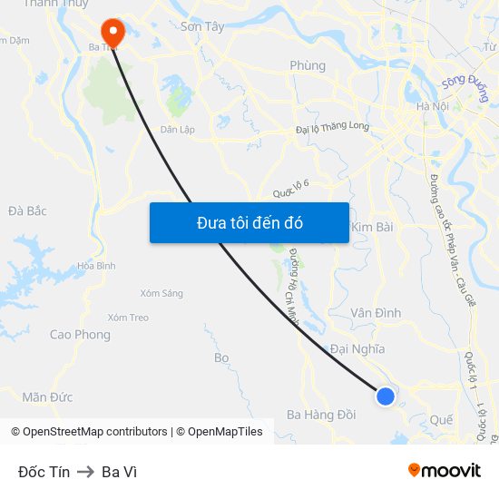 Đốc Tín to Ba Vì map