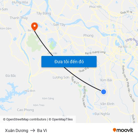 Xuân Dương to Ba Vì map