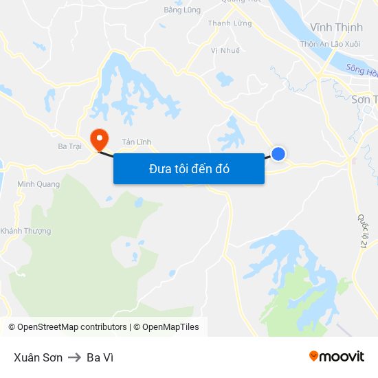 Xuân Sơn to Ba Vì map