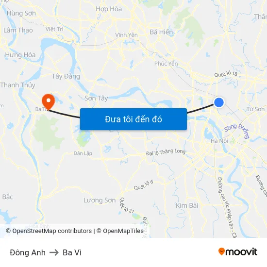 Đông Anh to Ba Vì map