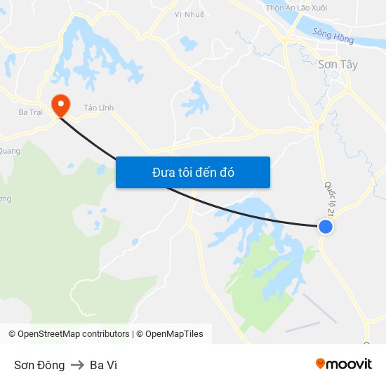 Sơn Đông to Ba Vì map