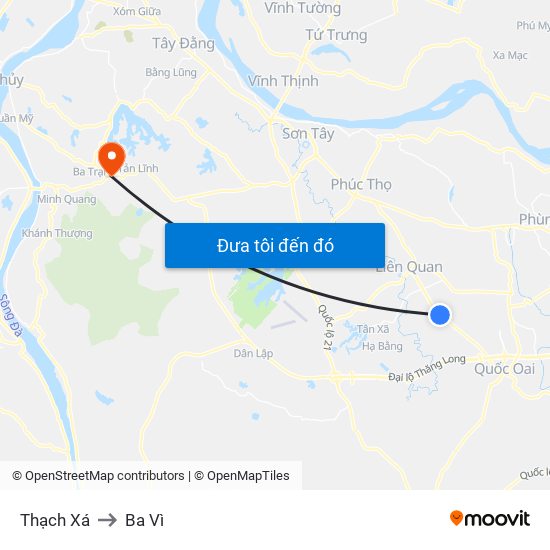 Thạch Xá to Ba Vì map