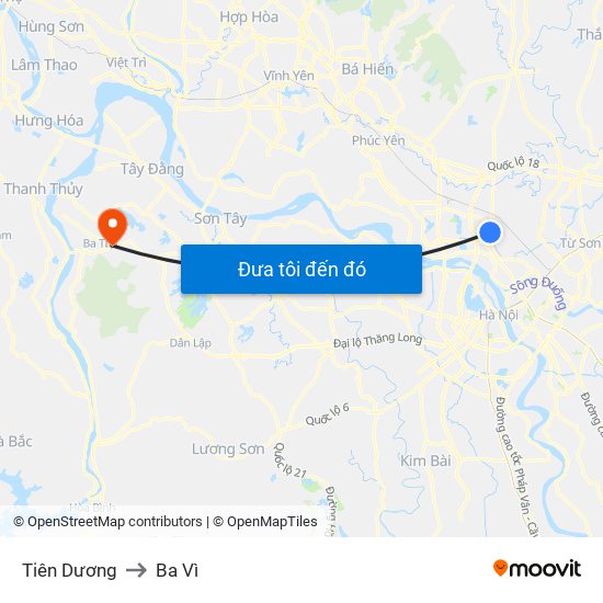 Tiên Dương to Ba Vì map