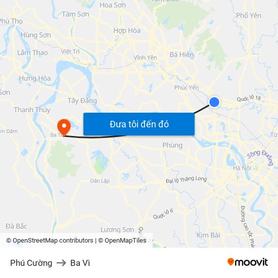 Phú Cường to Ba Vì map