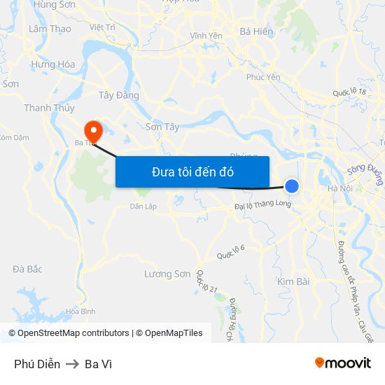 Phú Diễn to Ba Vì map