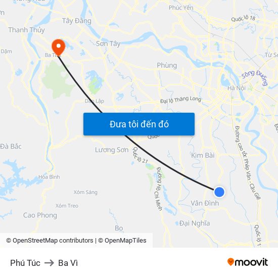 Phú Túc to Ba Vì map