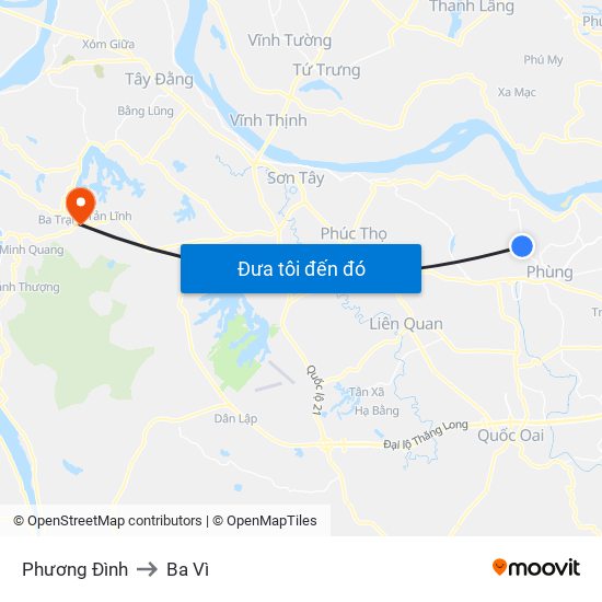 Phương Đình to Ba Vì map