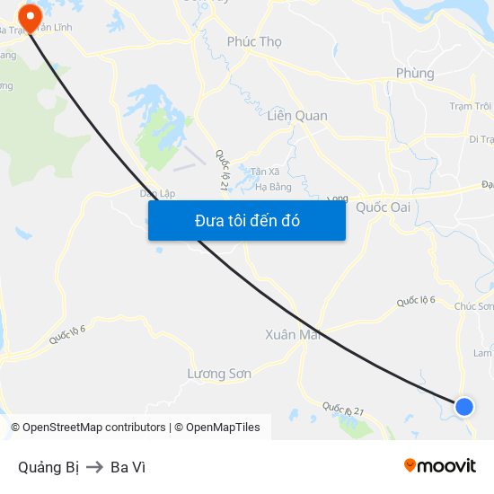 Quảng Bị to Ba Vì map