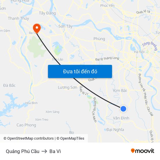 Quảng Phú Cầu to Ba Vì map