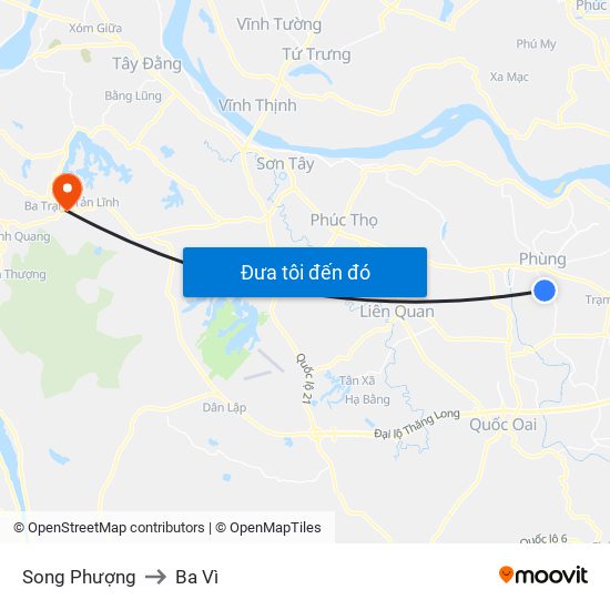 Song Phượng to Ba Vì map