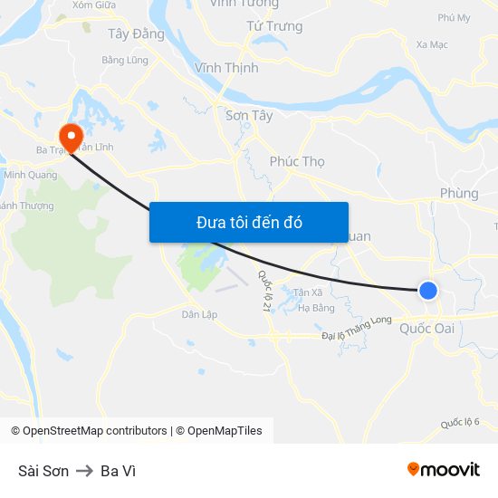 Sài Sơn to Ba Vì map