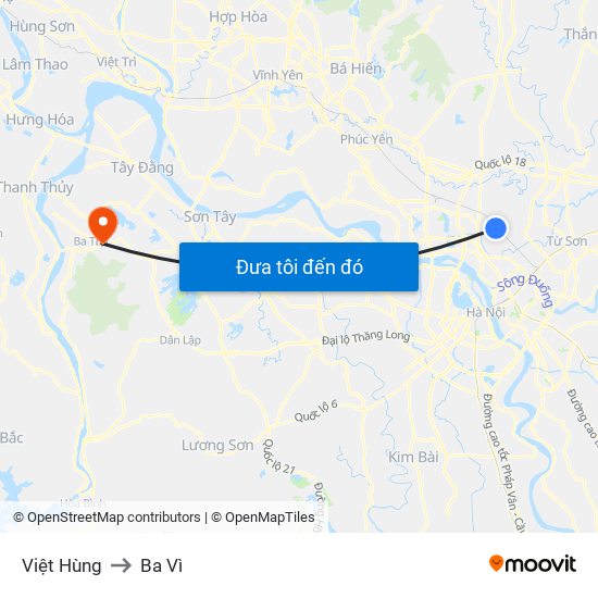 Việt Hùng to Ba Vì map